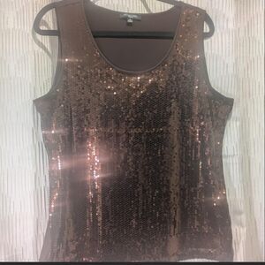 Notations Brown Sequin Sleeveless Tank